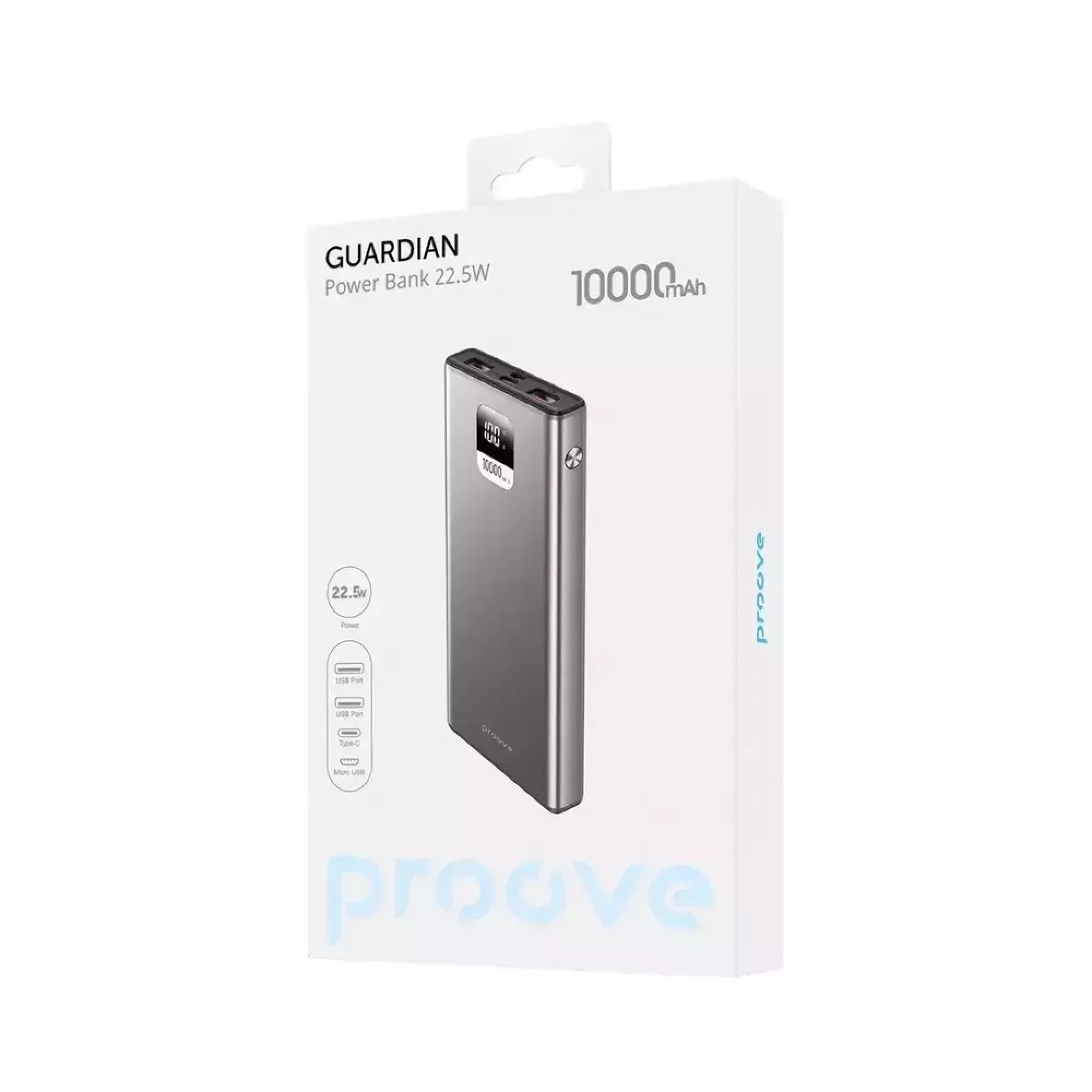 Портативная батарея Proove Guardian 22.5W 10000mAh Metal Gray